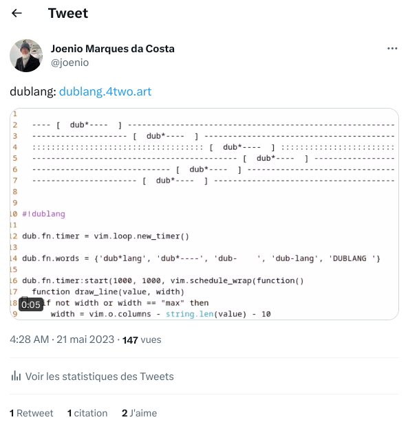 screenshot of the 1st dublang release tweet